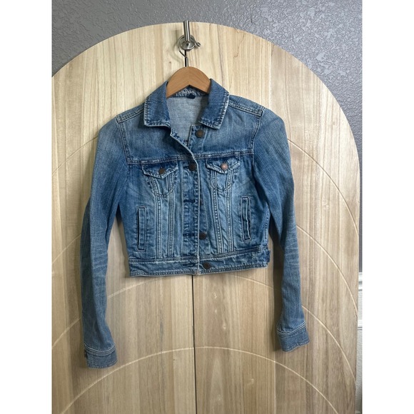 American Eagle Outfitters Jackets & Blazers - American Eagle Women Medium Wash Cropped Denim Jean Jacket XS Trucker XS